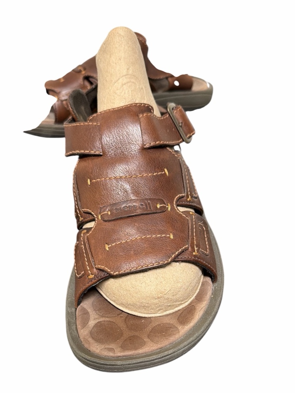 Merrell New Delhi Mens 9 Brown Leather Open Toe Fisherman Sandals - Picture 2 of 10